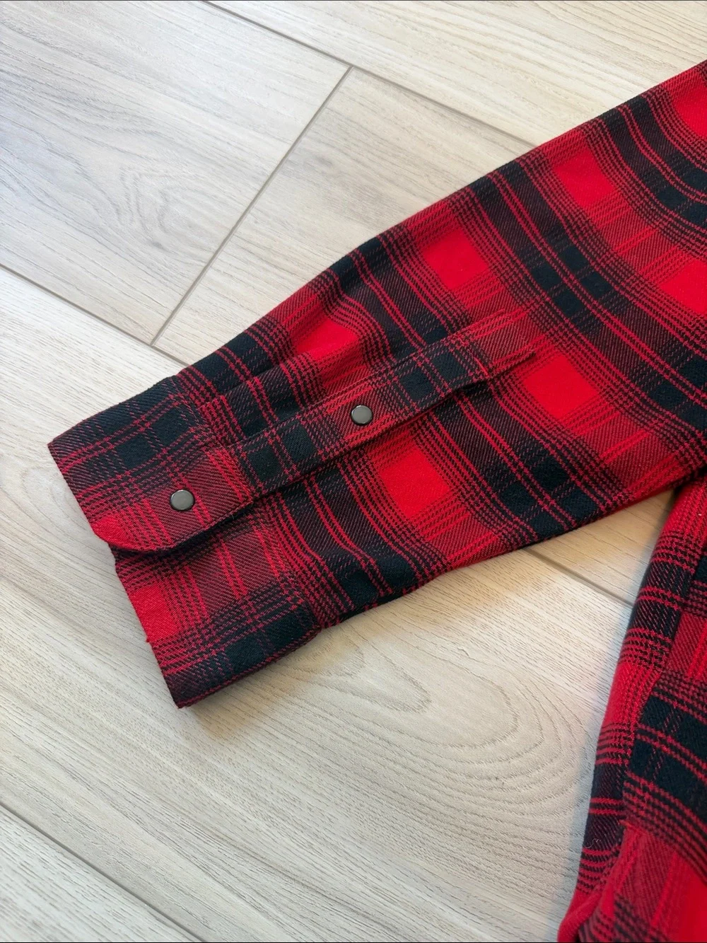 adidas Red and Black Plaid Button-Down Shirt